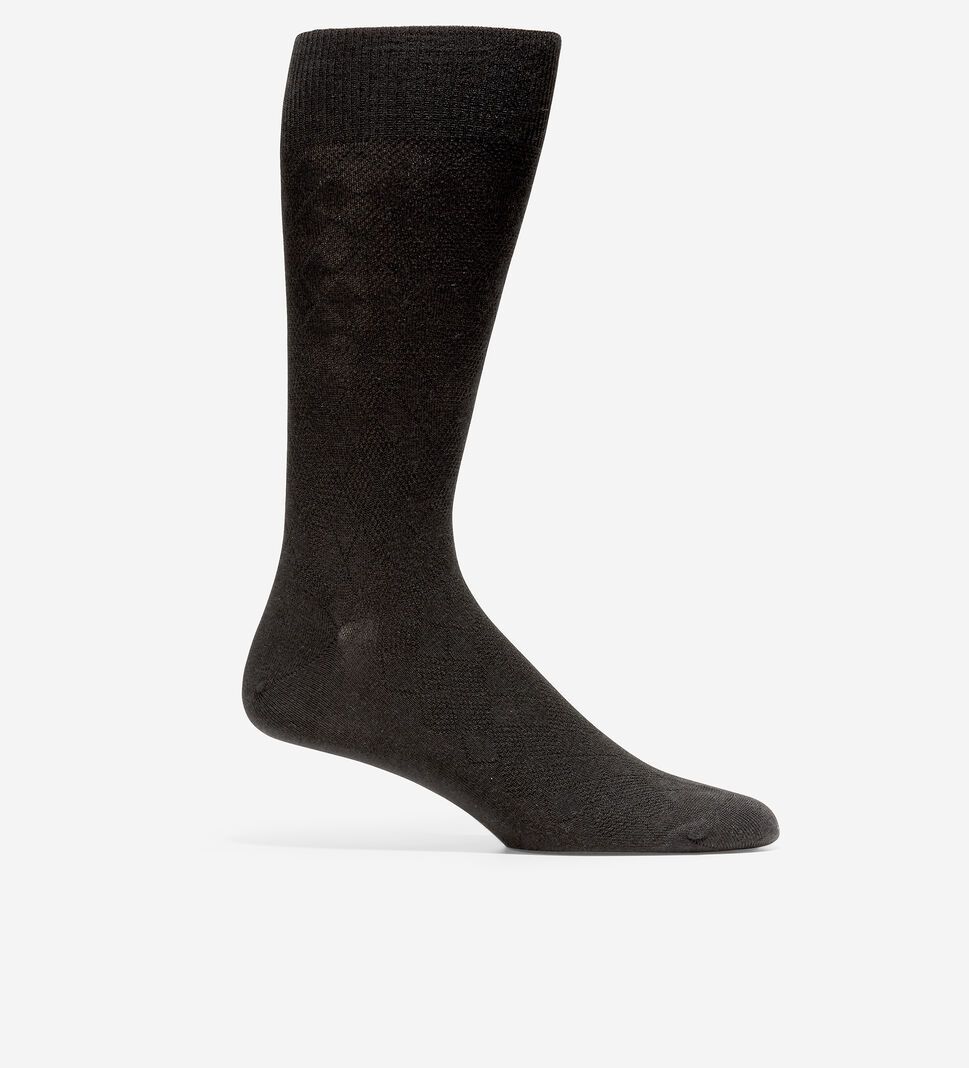 Black Cole Haan Tonal Argyle Crew Men\'s Socks | ZABV-51840