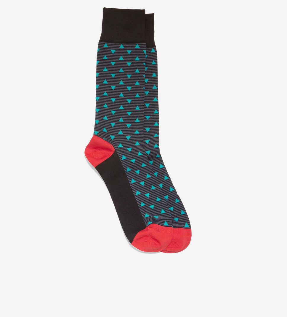 Black Cole Haan Triangle Dotted Crew Men's Socks | HPNF-51827