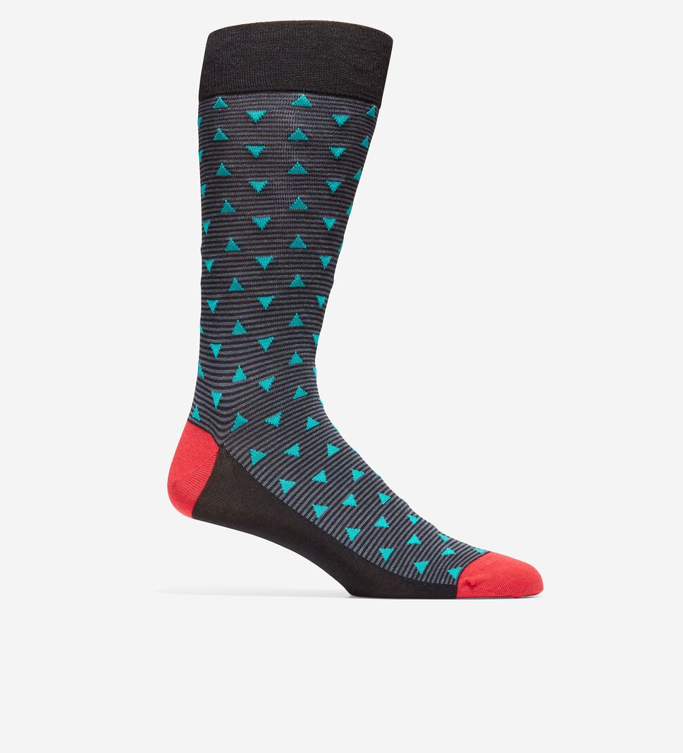 Black Cole Haan Triangle Dotted Crew Men\'s Socks | HPNF-51827