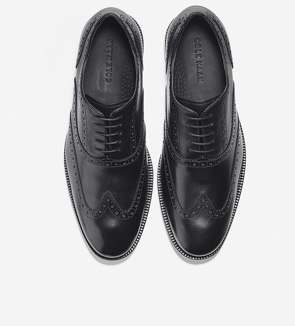 Black Cole Haan Williams Wingtip Men's Oxfords Shoes | AGJT-51386