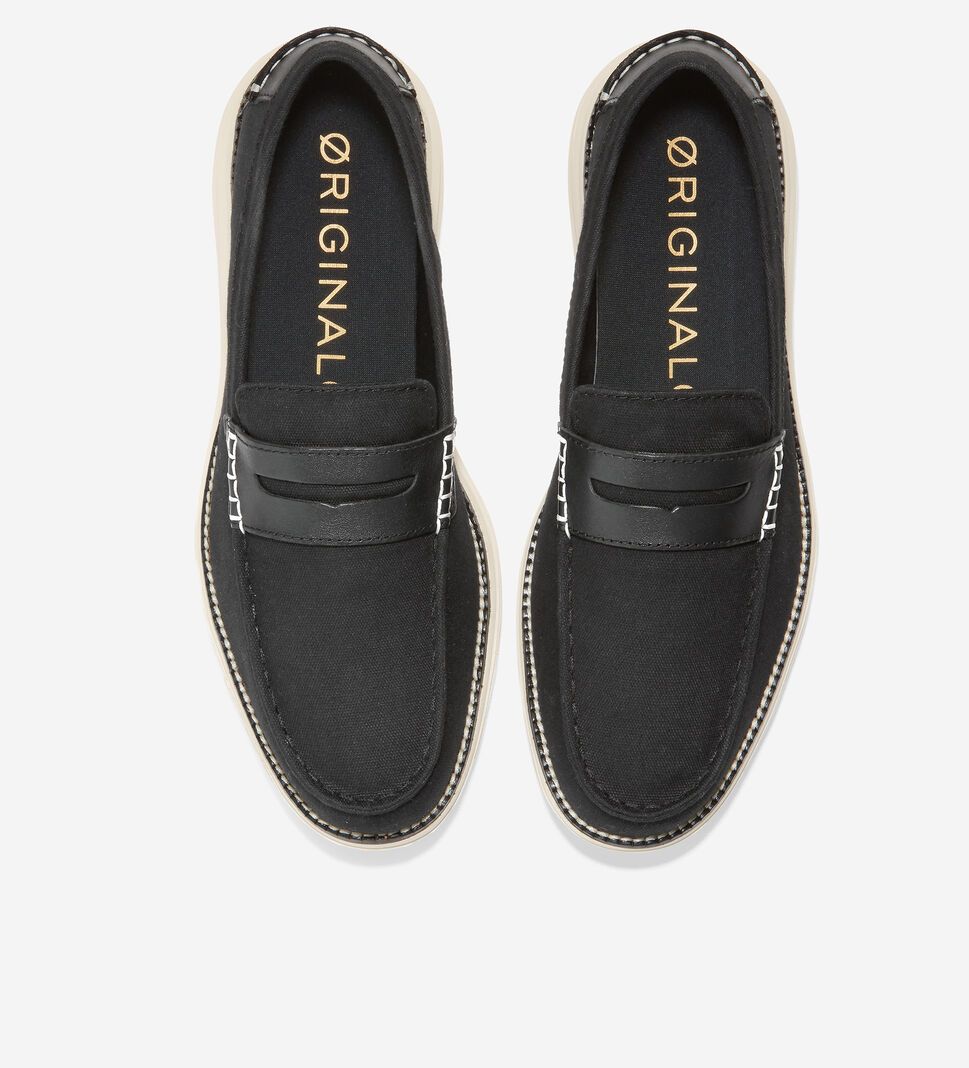 Black Cole Haan ØriginalGrand Canvas Penny Men's Loafers | NUID-54023