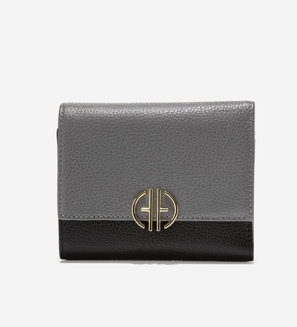 Black / Grey Cole Haan Small Tri-Fold Women\'s Wallets | PEWU-13024