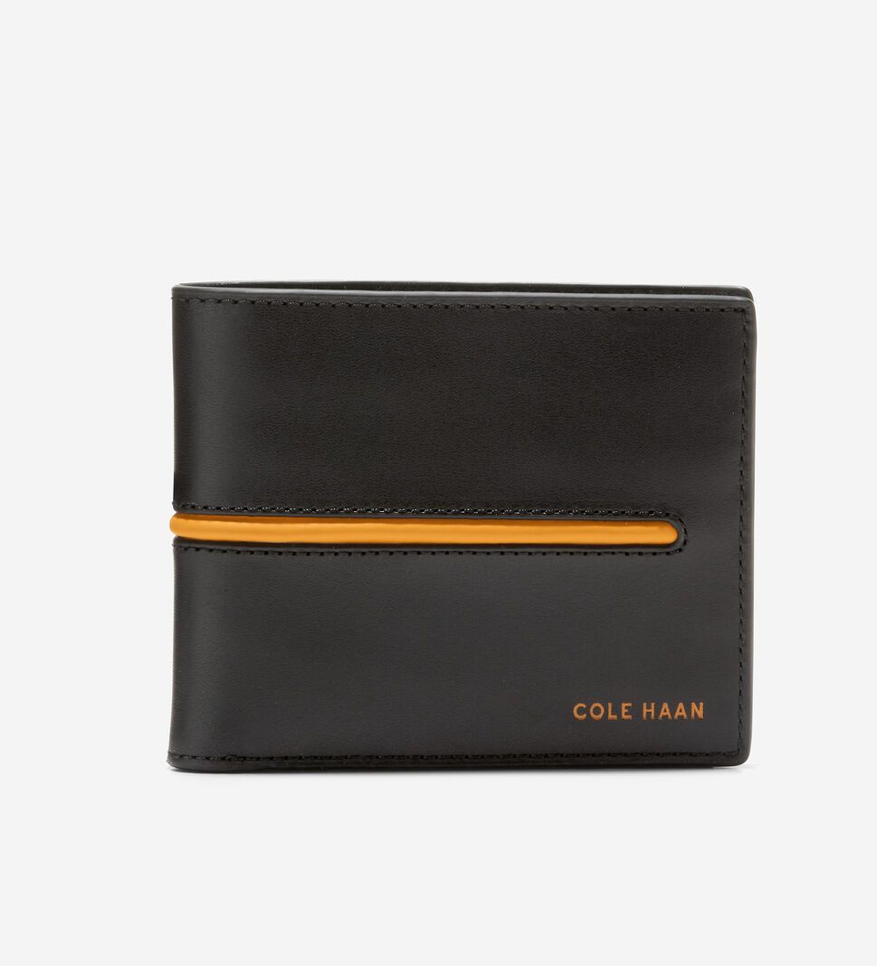 Black / Orange Cole Haan Rubber Inlay Billfold Men\'s Wallets | ZHRJ-24796