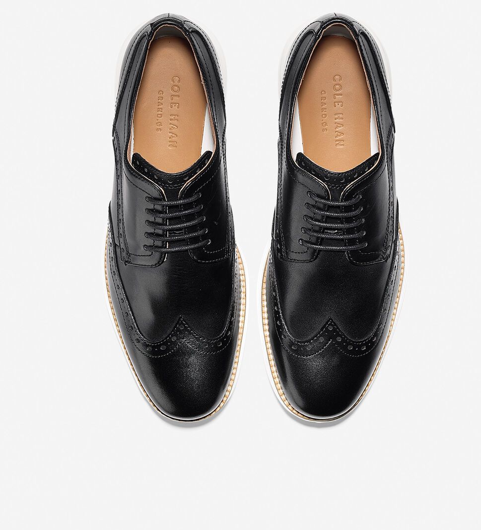 Black / White Cole Haan ØriginalGrand Wingtip Men's Oxfords Shoes | CZXG-69182