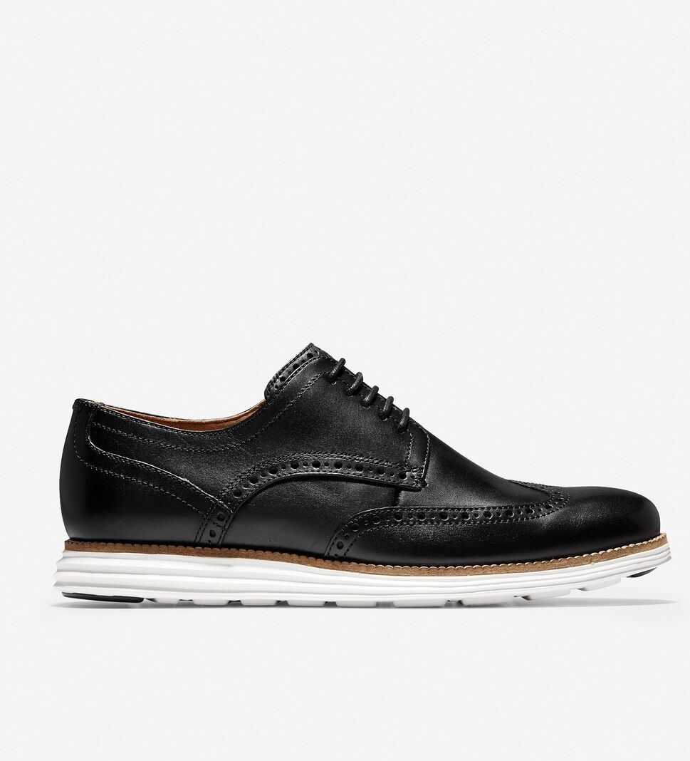 Black / White Cole Haan ØriginalGrand Wingtip Men\'s Oxfords Shoes | CZXG-69182