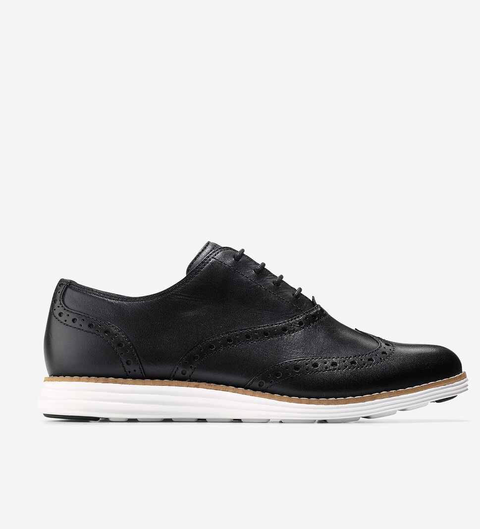 Black / White Cole Haan ØriginalGrand Wingtip Women\'s Oxfords Shoes | TQCP-20483