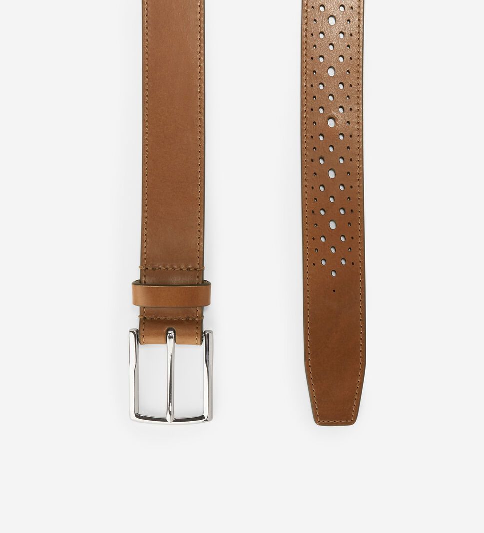 Brown Cole Haan 32MM Washington Perforated Men's Belts | BQZI-45679