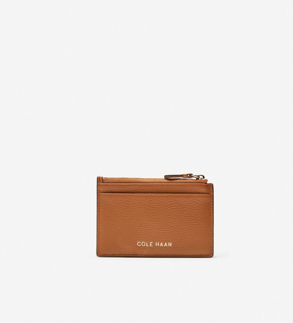 Brown Cole Haan GRANDSERIES Card Case with Zip Women's Wallets | GHNU-16780