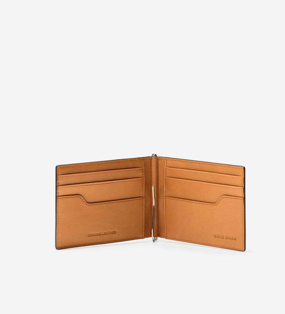 Brown Cole Haan Metal Logo Money Clip Billfold Men's Wallets | KUGB-28937