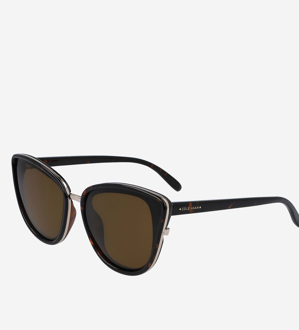 Brown Cole Haan Oversized Cateye Women's Sunglasses | SVPO-46915