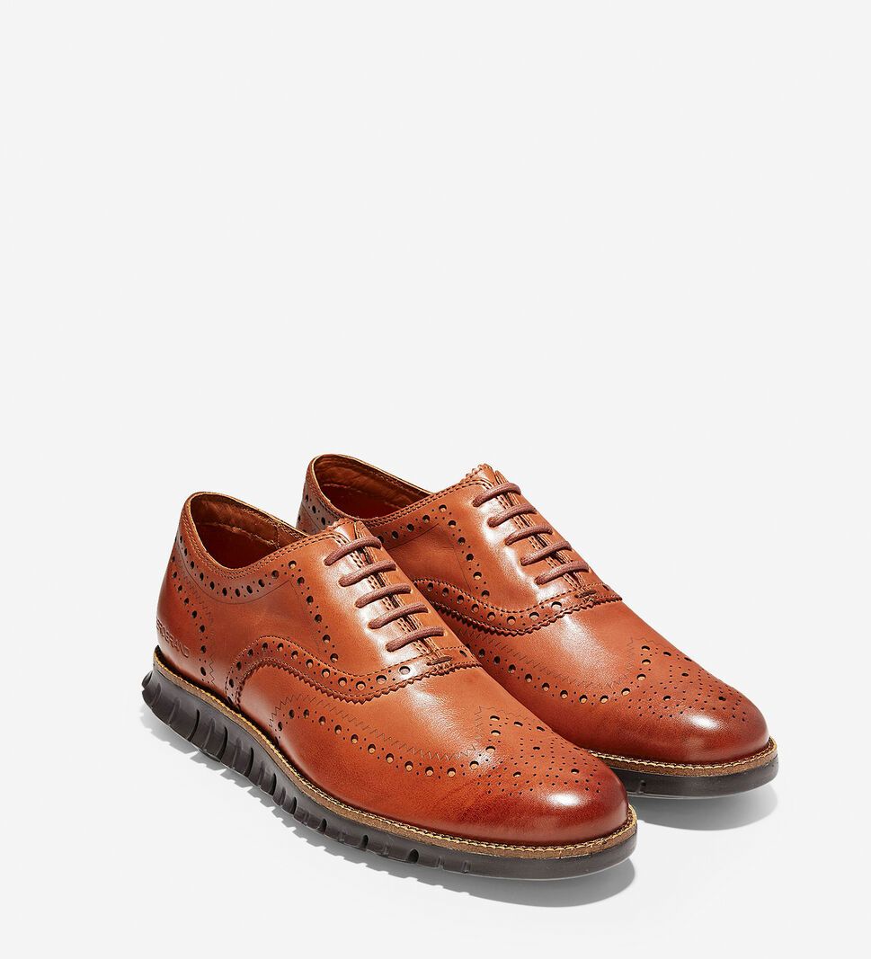 Brown Cole Haan ZERØGRAND Wingtip Men's Oxfords Shoes | ONCM-96823