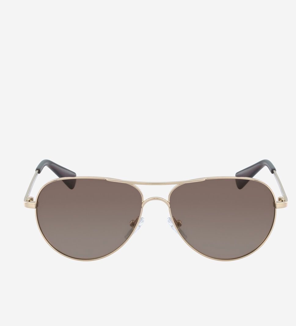 Gold Cole Haan Classic Aviator Women\'s Sunglasses | ILUJ-73082