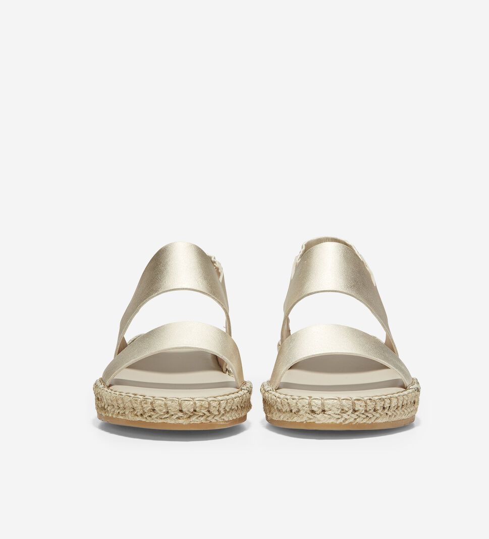 Gold Metal Cole Haan Cloudfeel Espadrille Women's Sandals | JEGU-46352