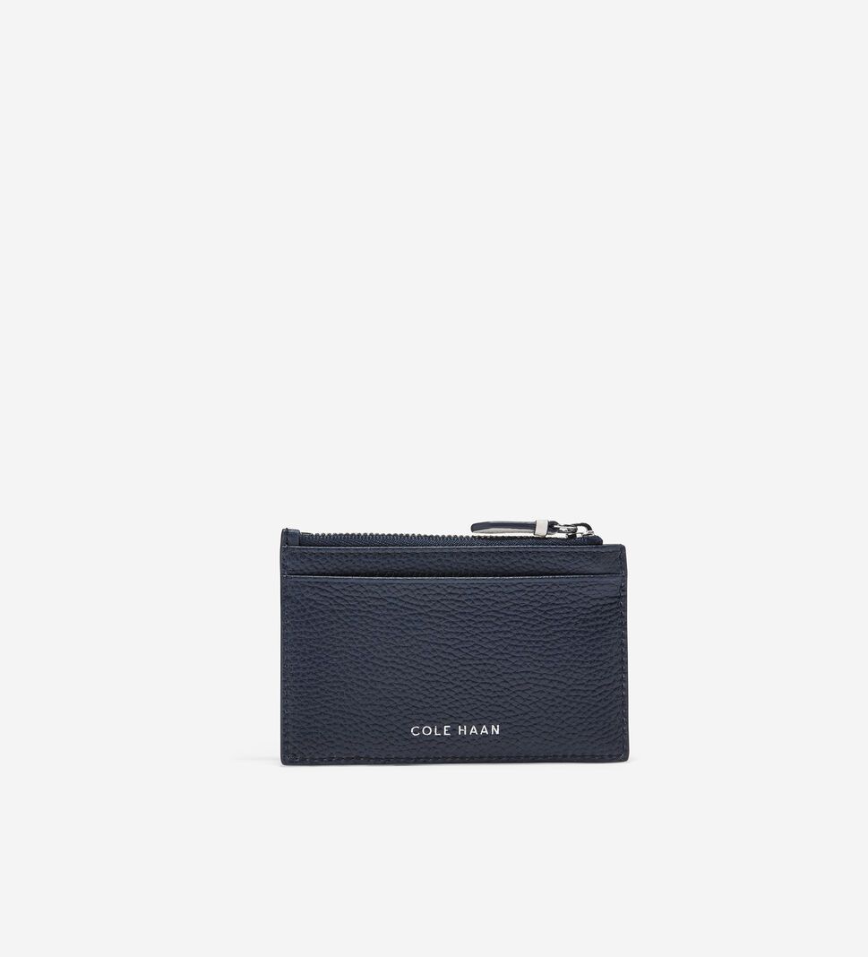 Navy Cole Haan GRANDSERIES Card Case with Zip Women's Wallets | FAMP-16542