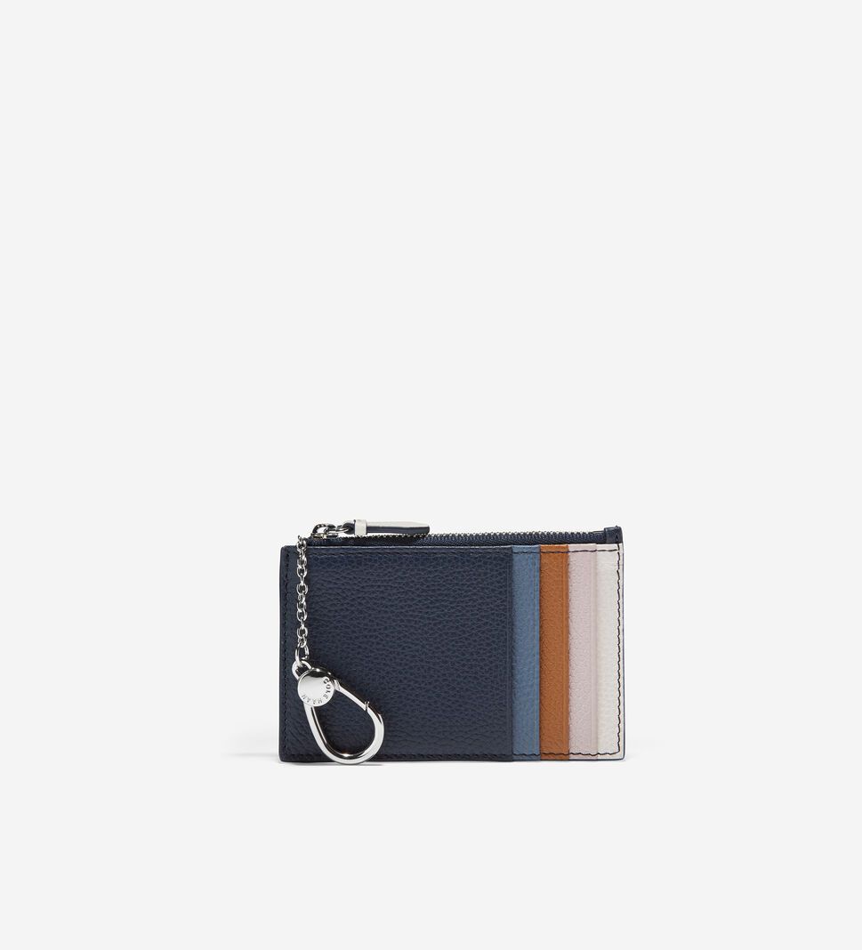 Navy Cole Haan GRANDSERIES Card Case with Zip Women's Wallets | FAMP-16542