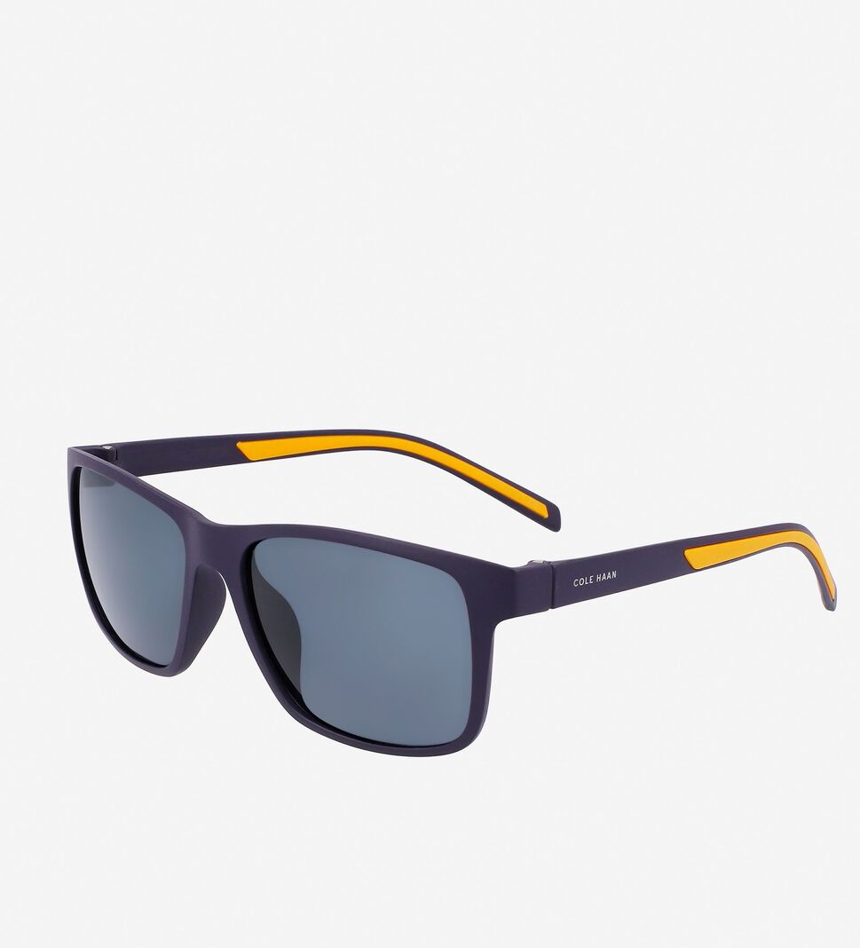 Navy Cole Haan Sport Rectangle Men's Sunglasses | EABK-95234