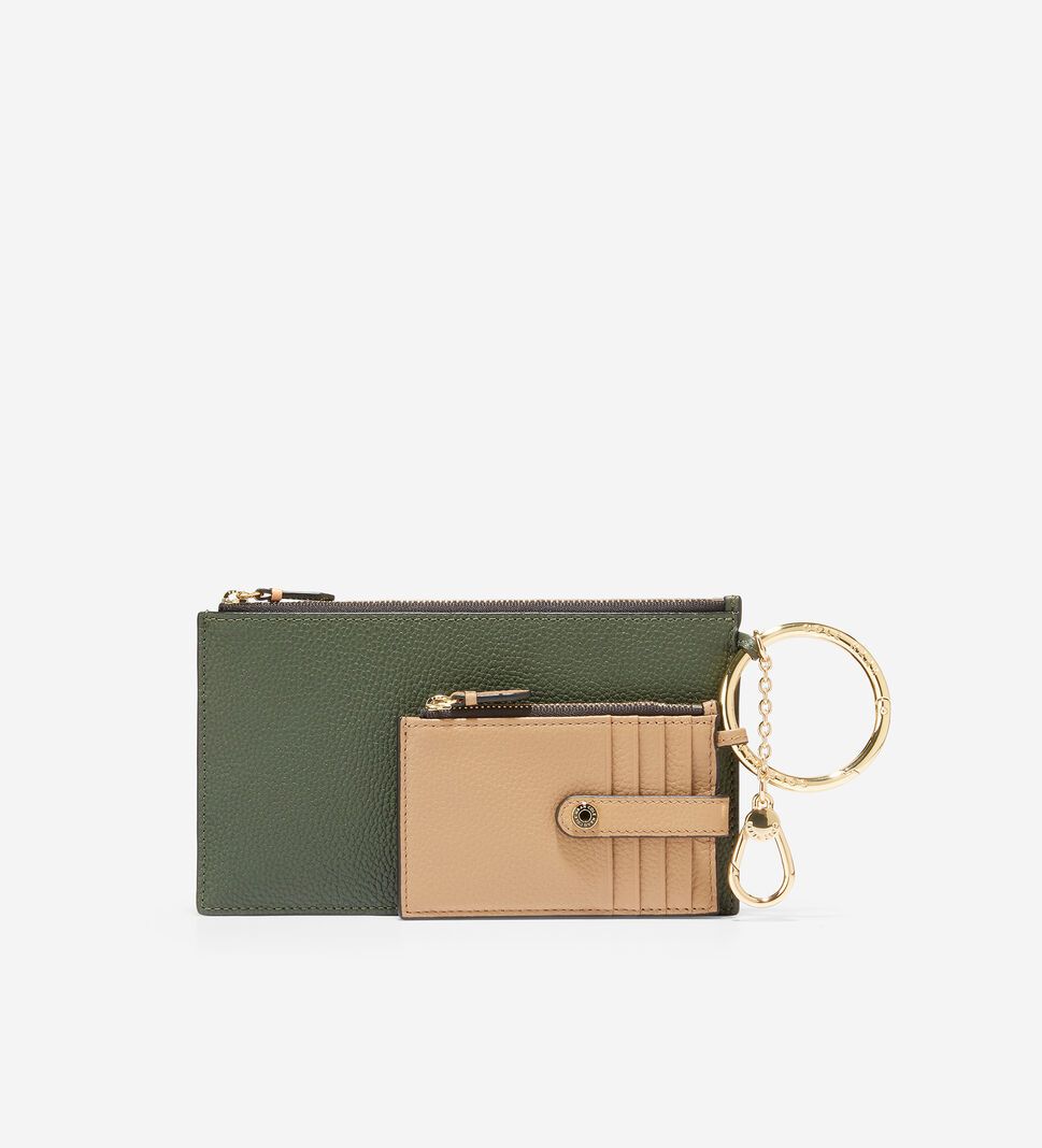 Olive Cole Haan Card Case Duo Women\'s Wallets | QZIR-40783