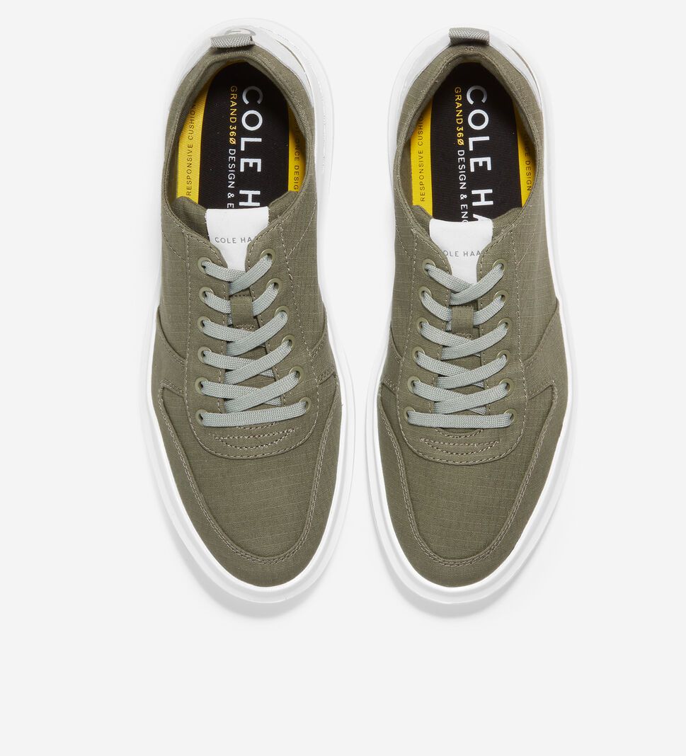 Olive / White Cole Haan GrandPrØ Rally Canvas Court Men's Sneakers | GCOS-50849