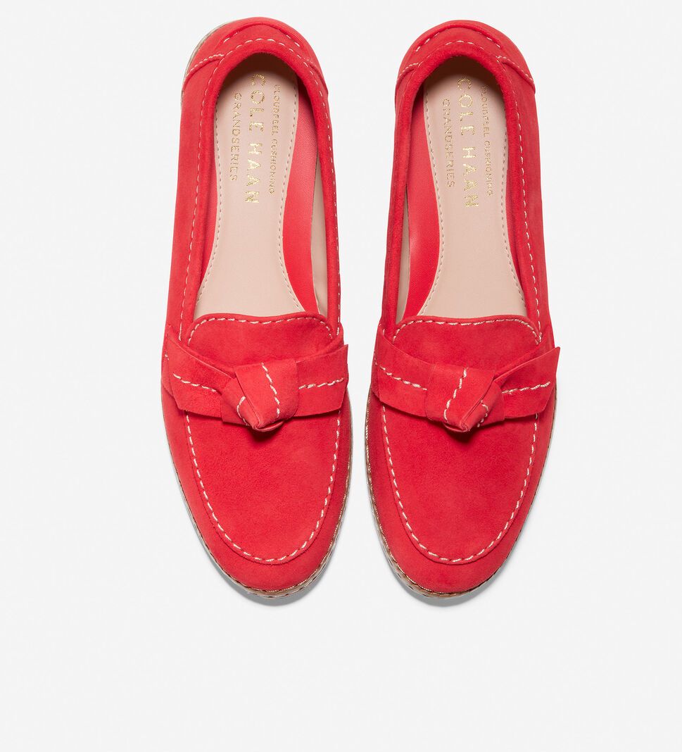 Red Cole Haan Cloudfeel All-Day Bow Loafer Women's Flat Shoes | SZDF-58209