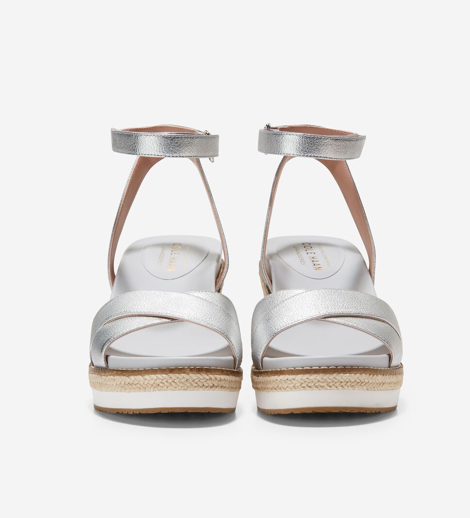 Silver Cole Haan Cloudfeel Espadrille Wedge Women's Sandals | QHFZ-95283