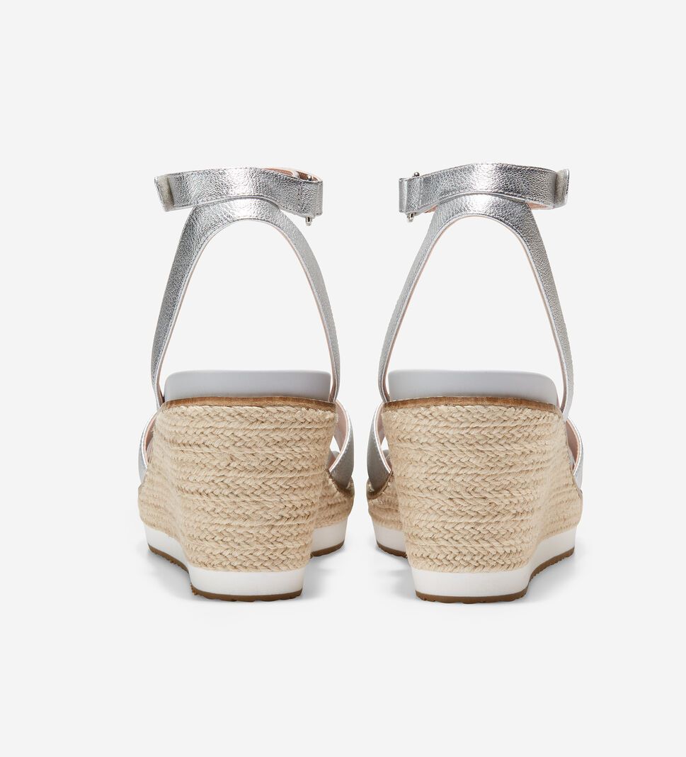 Silver Cole Haan Cloudfeel Espadrille Wedge Women's Sandals | QHFZ-95283