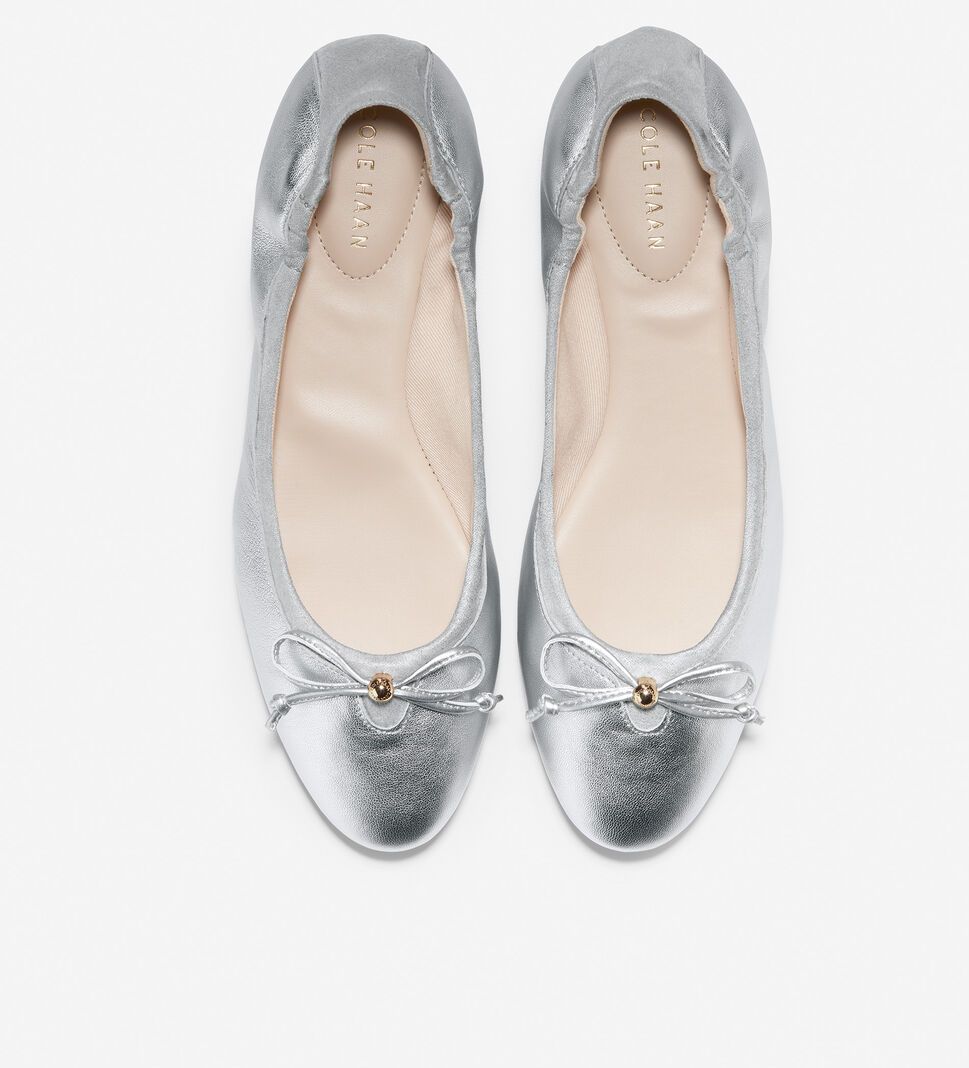 Silver Cole Haan Keira Ballet Women's Flat Shoes | JSFL-62879