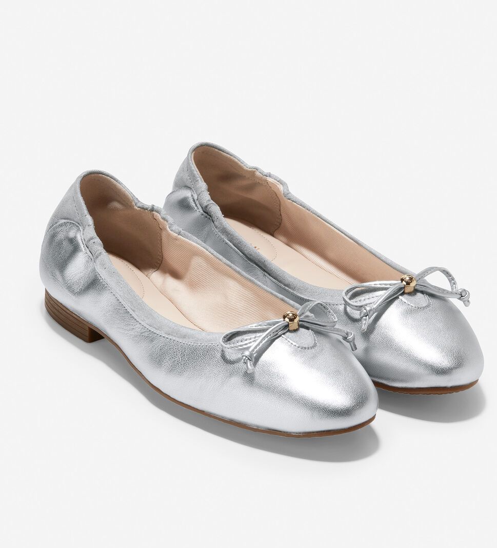 Silver Cole Haan Keira Ballet Women's Flat Shoes | JSFL-62879