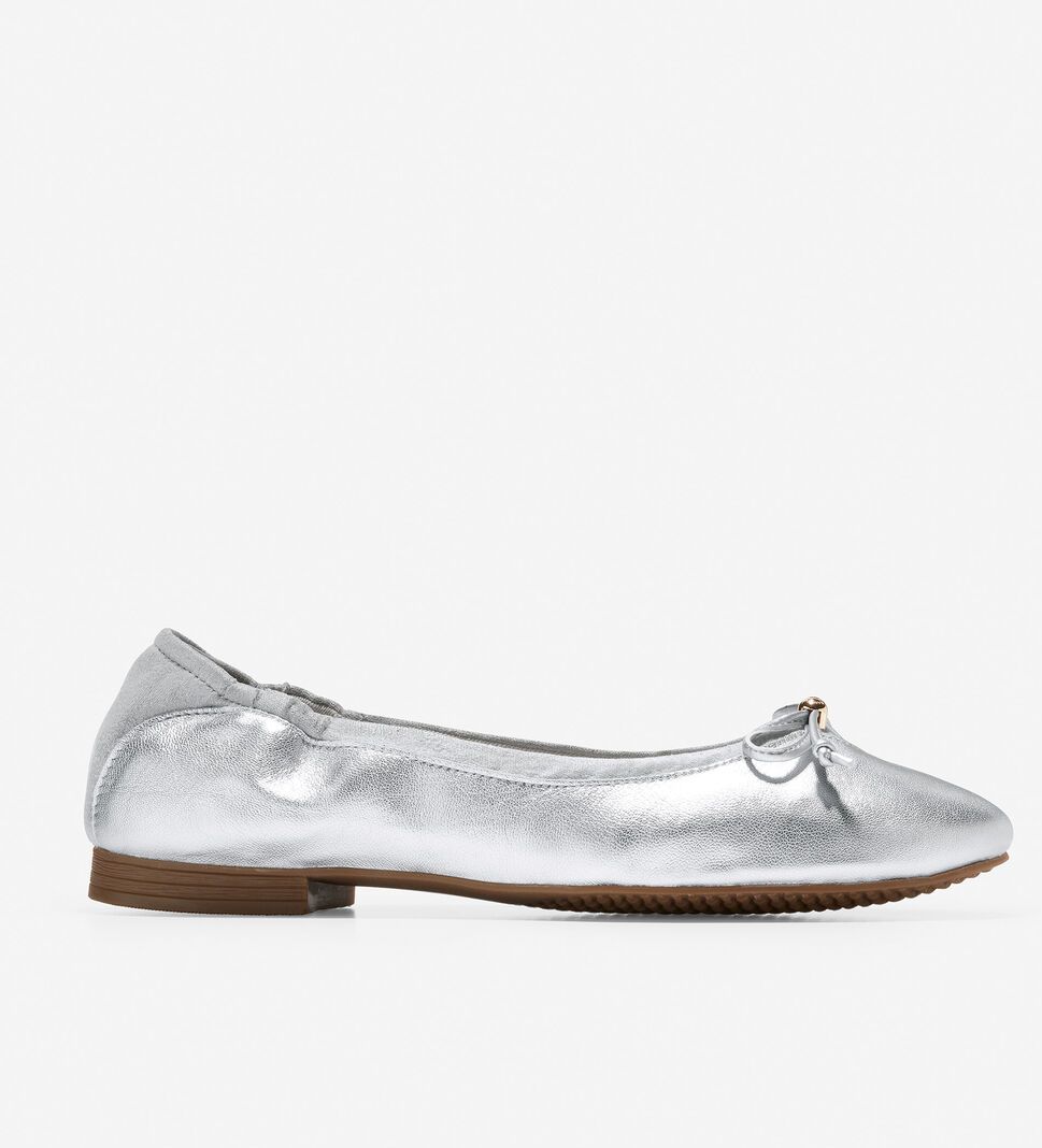 Silver Cole Haan Keira Ballet Women\'s Flat Shoes | JSFL-62879