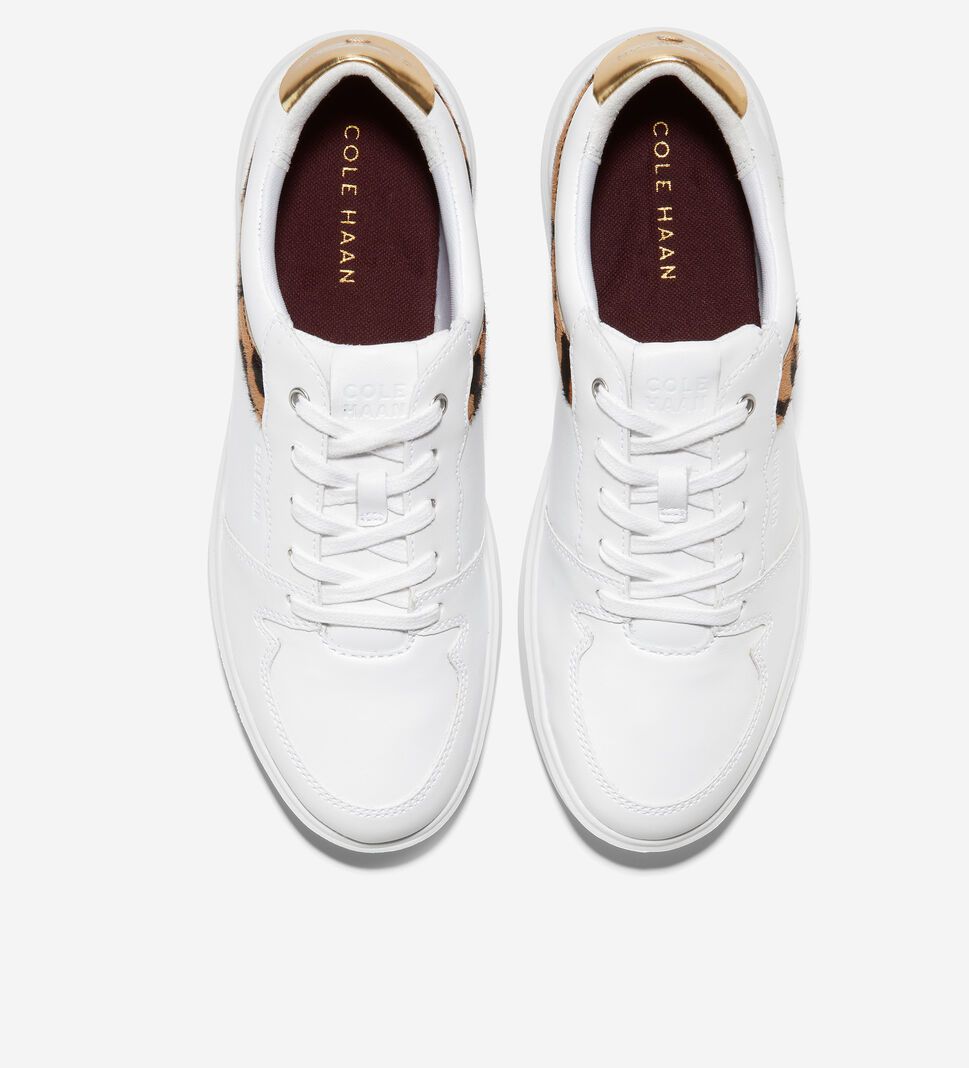 White / Gold Cole Haan Grand Crosscourt Modern Tennis Women's Sneakers | OZYE-12749