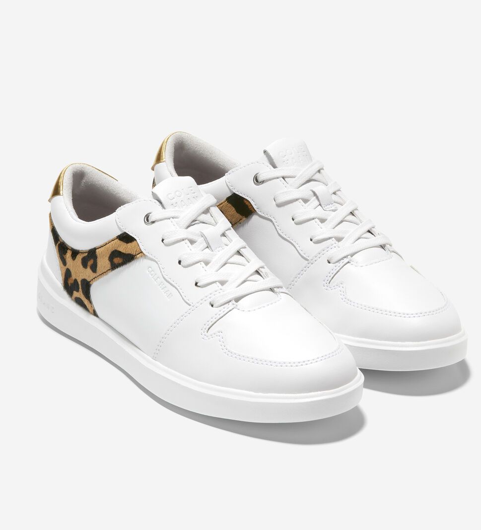 White / Gold Cole Haan Grand Crosscourt Modern Tennis Women's Sneakers | OZYE-12749