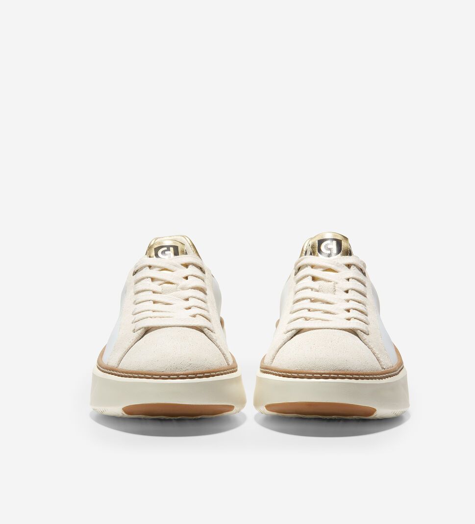 White / Gold / Leopard Cole Haan GrandPrØ Topspin Women's Sneakers | MGAO-45693