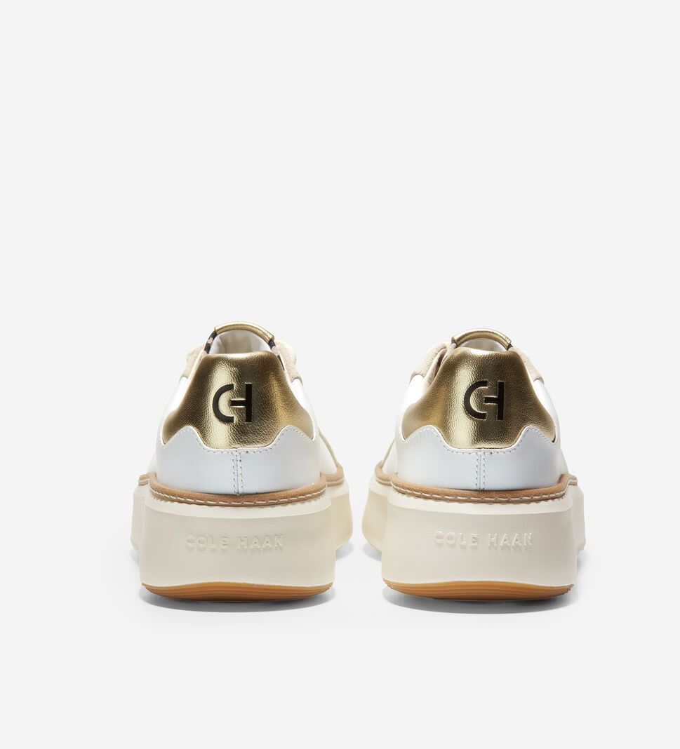 White / Gold / Leopard Cole Haan GrandPrØ Topspin Women's Sneakers | MGAO-45693