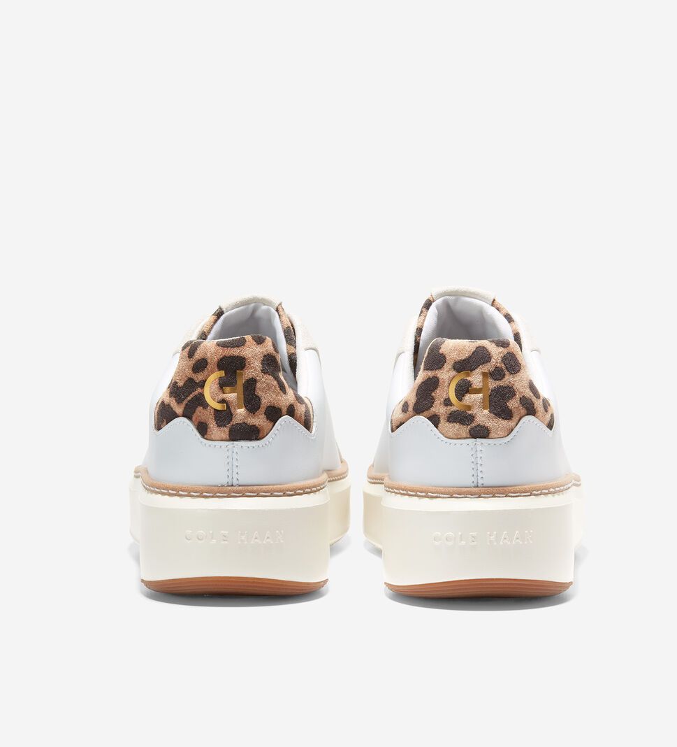 White / Leopard Cole Haan GrandPrØ Topspin Women's Sneakers | KJYC-08145