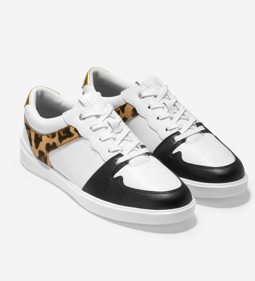 White / Leopard Cole Haan Grand Crosscourt Modern Tennis Women's Sneakers | JRDV-07541